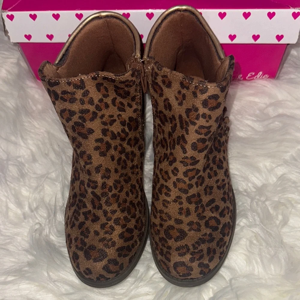 Leopard Print and Gold Glitter Kids Boots